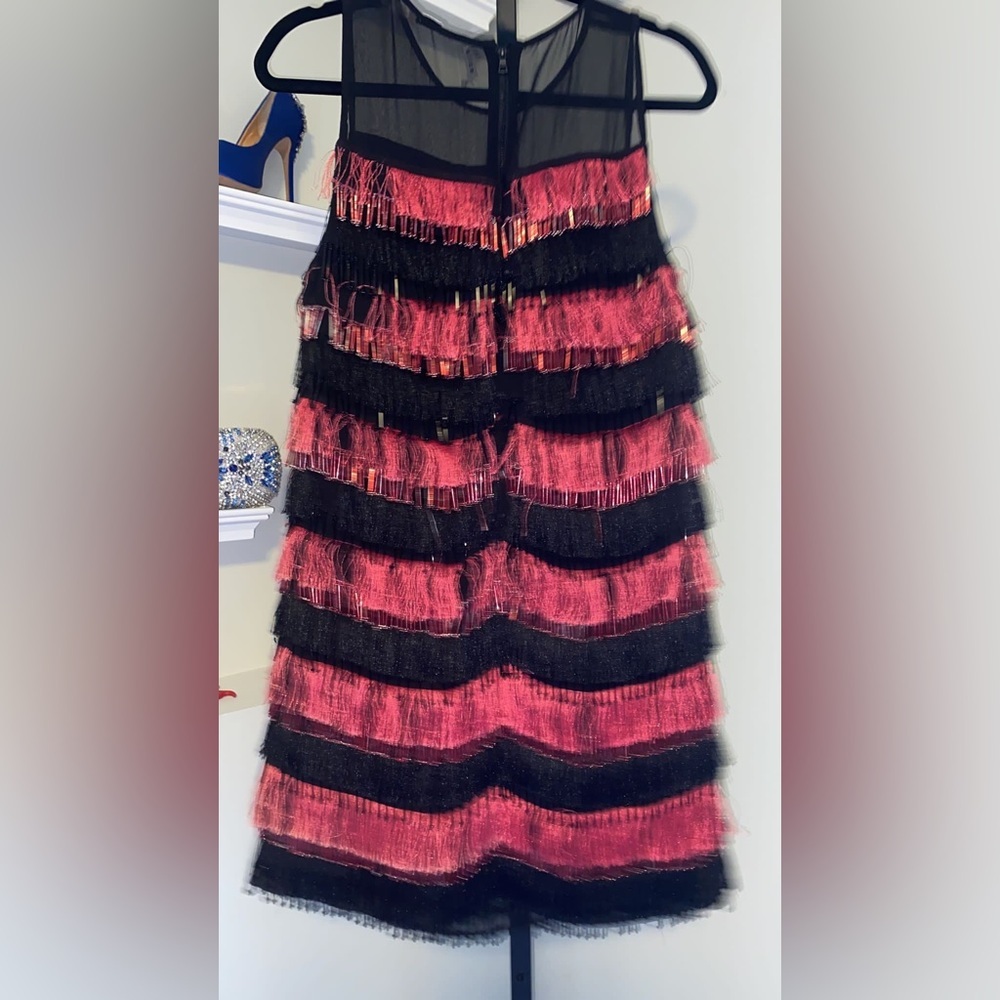 Alice Olivia Red and Black Dress with Mesh and Zipper Back - Picture 5 of 12